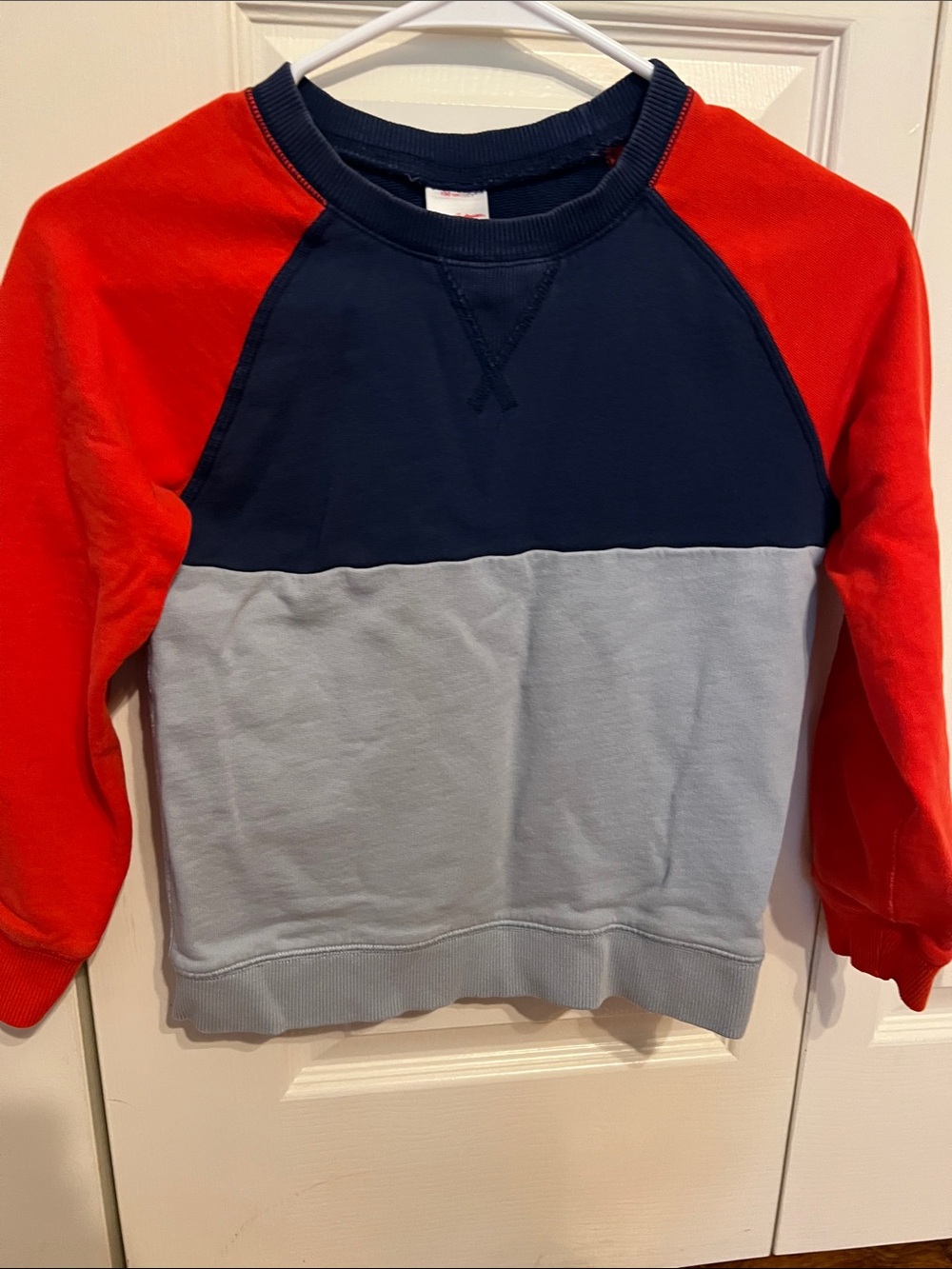 Hanna Andersson Colorblock Crewneck Sweatshirt - Red, Navy & Light Blue
